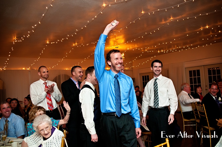 garter toss at wedding reception