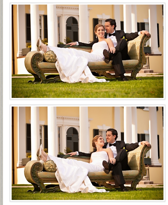 bride-and-groom-on-sofa-outdoors