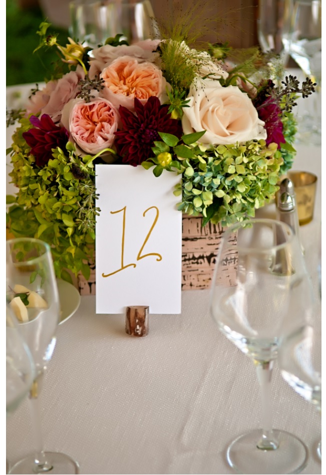Wedding decor flowers with table number