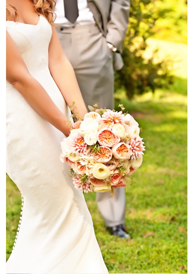 Closeup of bridal bouquet